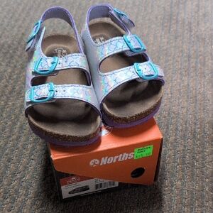 Northside Blue and Purple Sandals with Cork Footbed